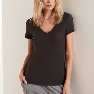 James Perse Washed Black V Neck T-Shirt